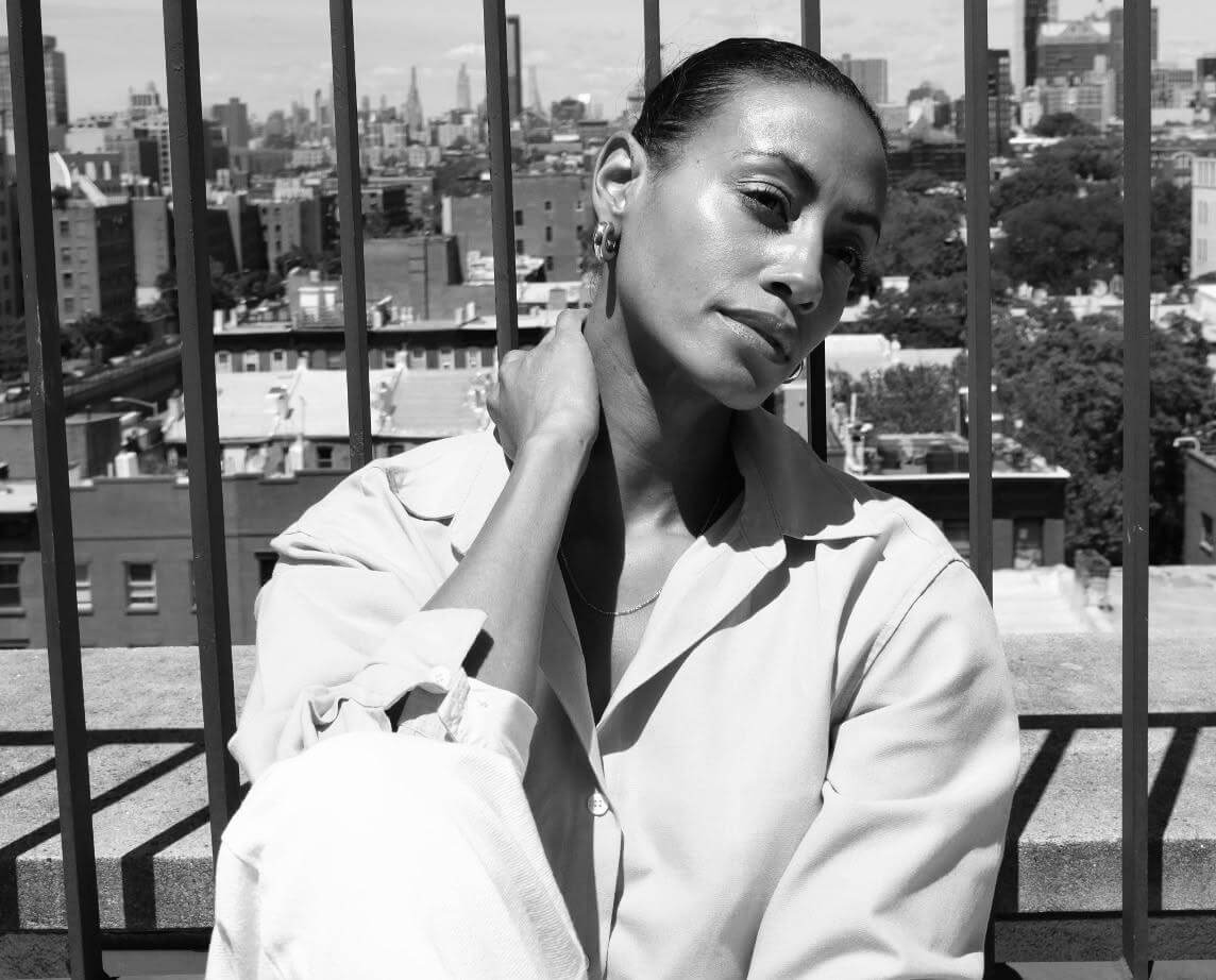 Thaïs dos Santos photographed by Kenza Fourati, wearing OSAY